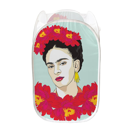 Frida Kahlo And Floral Print Mesh Laundry Hamper