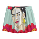 Frida Kahlo And Floral Print Mesh Shorts