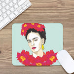 Frida Kahlo And Floral Print Mouse Pad