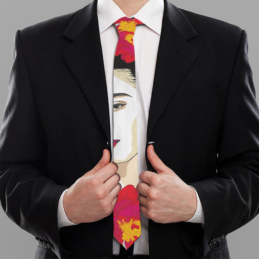 Frida Kahlo And Floral Print Necktie