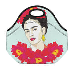 Frida Kahlo And Floral Print Neoprene Lunch Bag