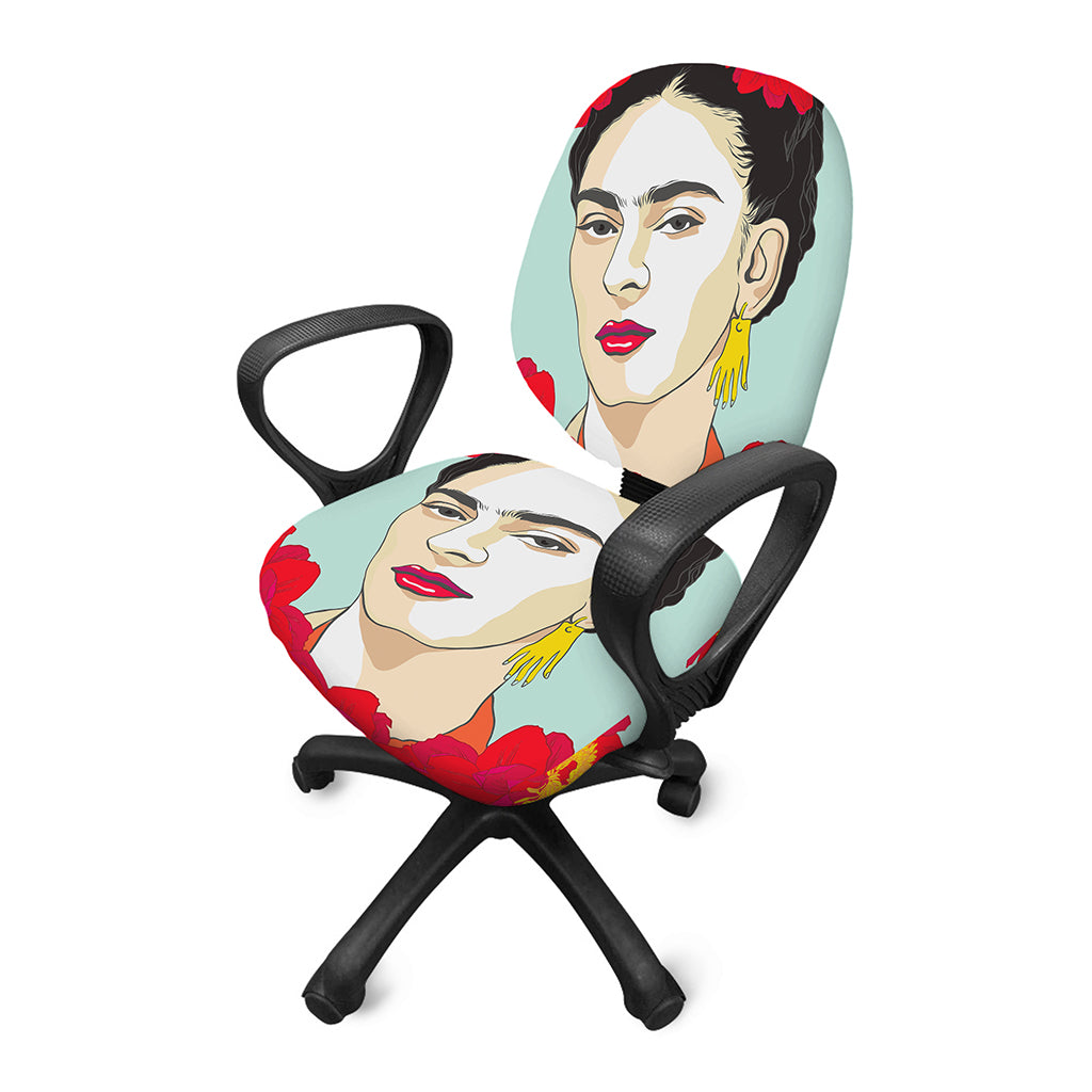 Frida Kahlo And Floral Print Office Chair Cover