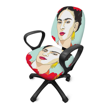 Frida Kahlo And Floral Print Office Chair Cover