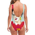 Frida Kahlo And Floral Print One Piece Swimsuit