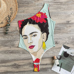 Frida Kahlo And Floral Print One Shoulder Bodysuit