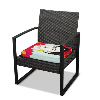 Frida Kahlo And Floral Print Outdoor Seat Cushion Cover