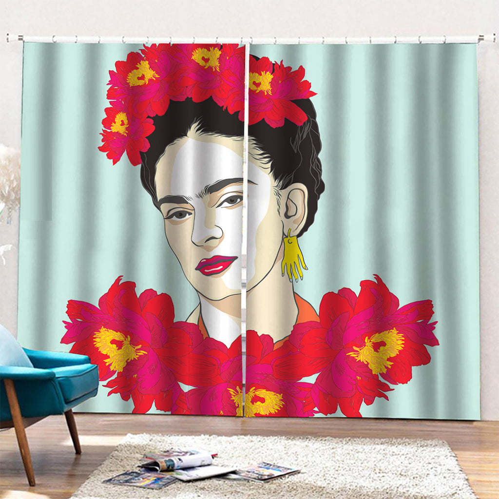 Frida Kahlo And Floral Print Pencil Pleat Curtains