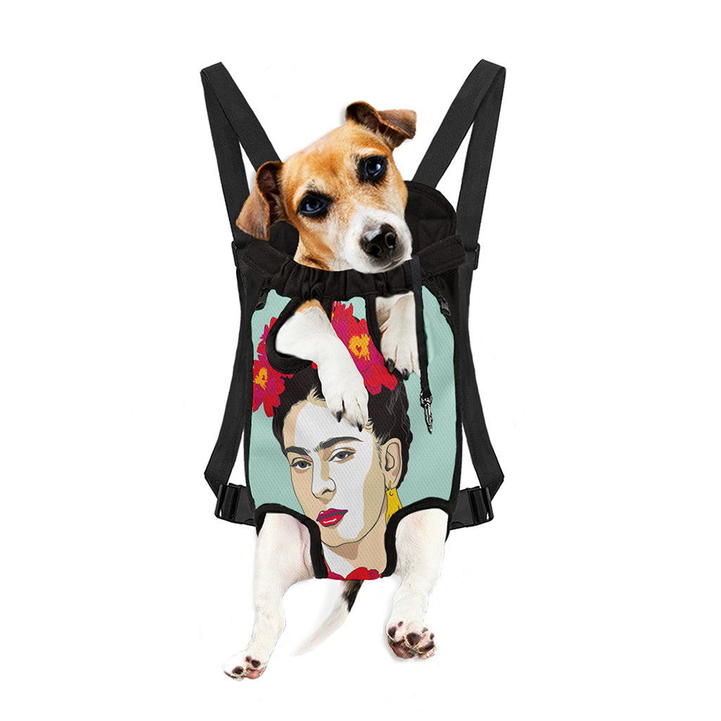 Frida Kahlo And Floral Print Pet Carrier Backpack