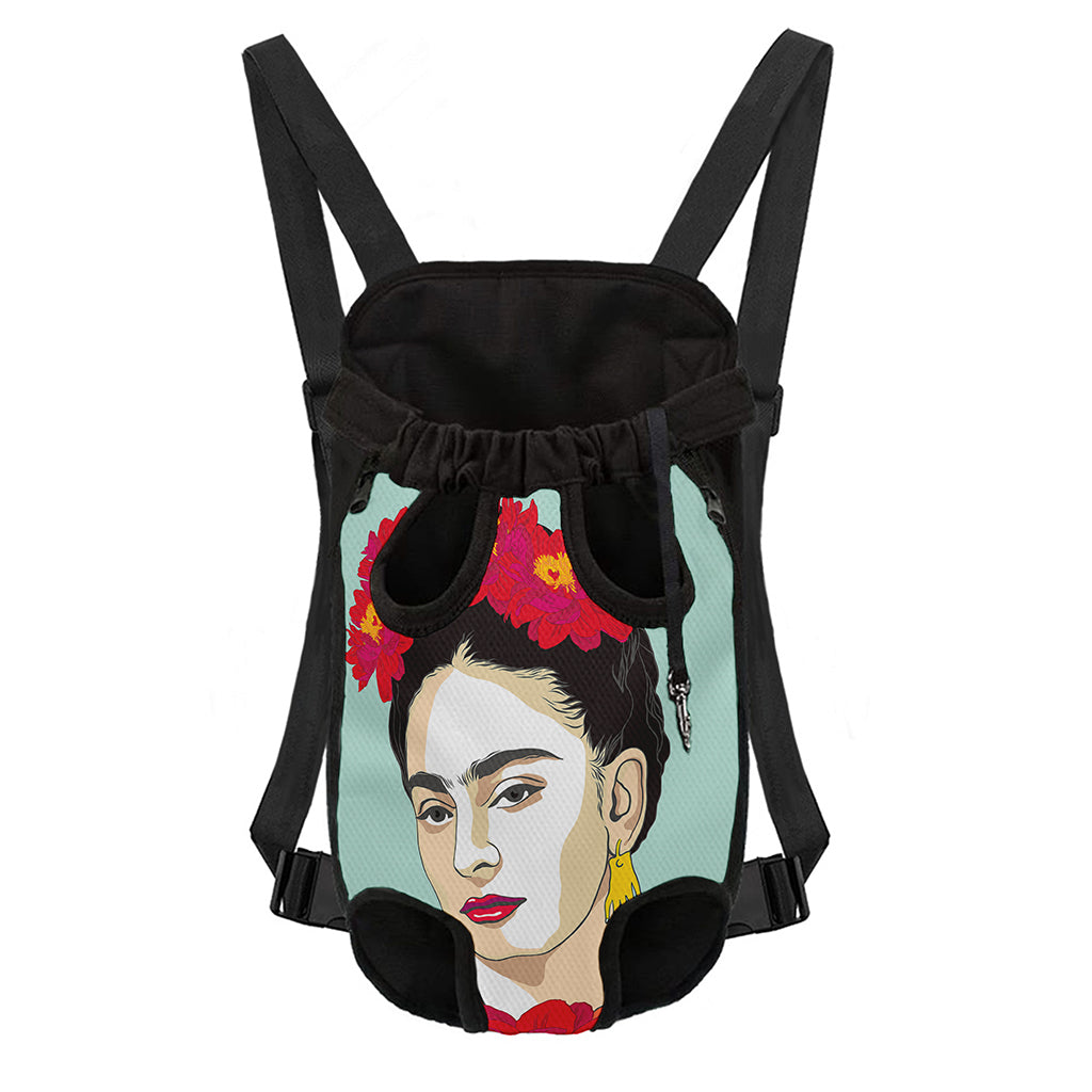 Frida Kahlo And Floral Print Pet Carrier Backpack