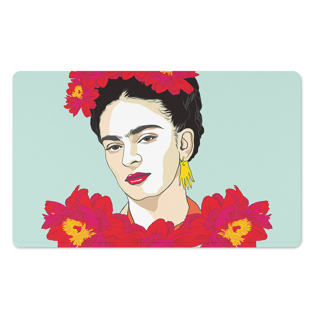 Frida Kahlo And Floral Print Polyester Doormat