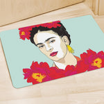 Frida Kahlo And Floral Print Polyester Doormat