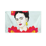 Frida Kahlo And Floral Print Polyester Flag