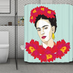 Frida Kahlo And Floral Print Polyester Shower Curtain