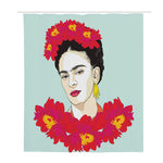 Frida Kahlo And Floral Print Polyester Shower Curtain