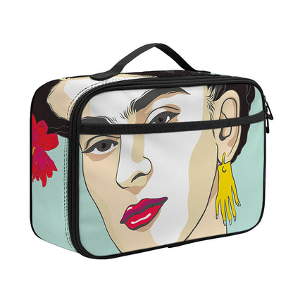 Frida Kahlo And Floral Print Portable Lunch Bag