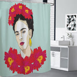 Frida Kahlo And Floral Print Premium Shower Curtain