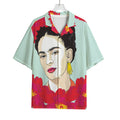 Frida Kahlo And Floral Print Rayon Hawaiian Shirt