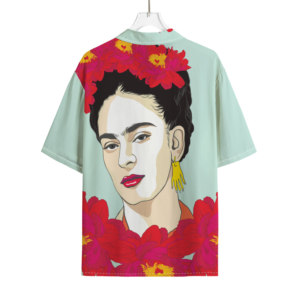 Frida Kahlo And Floral Print Rayon Hawaiian Shirt