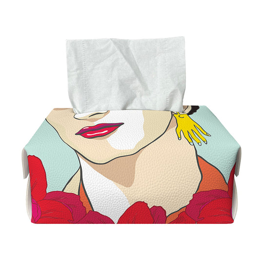 Frida Kahlo And Floral Print Rectangle Tissue Box Cover