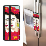 Frida Kahlo And Floral Print Refrigerator Handle Covers