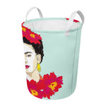 Frida Kahlo And Floral Print Round Laundry Basket