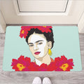 Frida Kahlo And Floral Print Rubber Doormat