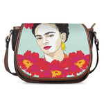 Frida Kahlo And Floral Print Saddle Bag