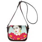 Frida Kahlo And Floral Print Saddle Bag