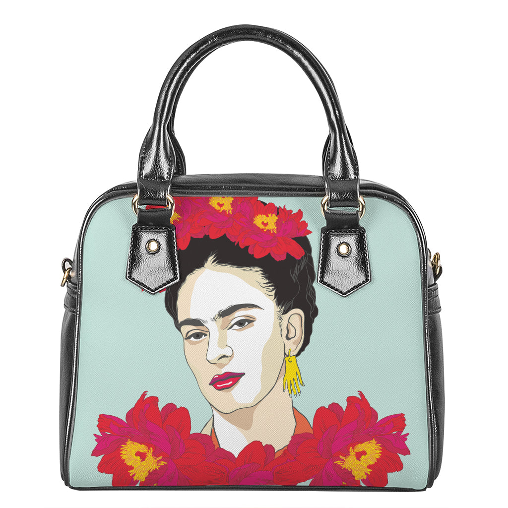 Frida Kahlo And Floral Print Shoulder Handbag