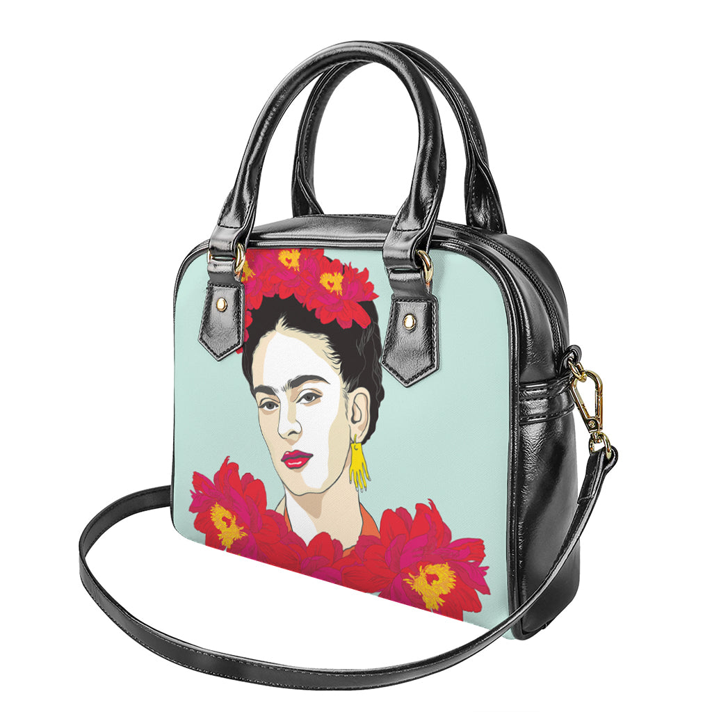 Frida Kahlo And Floral Print Shoulder Handbag