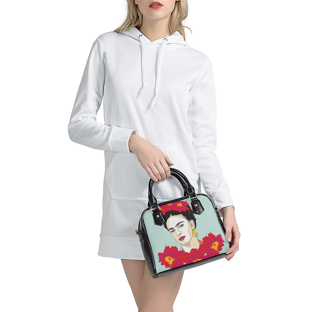 Frida Kahlo And Floral Print Shoulder Handbag