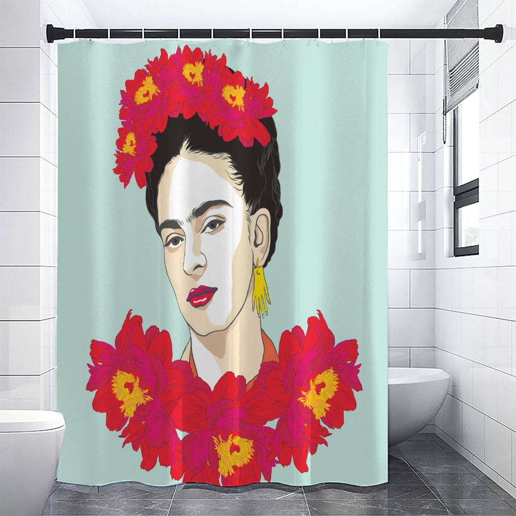 Frida Kahlo And Floral Print Shower Curtain