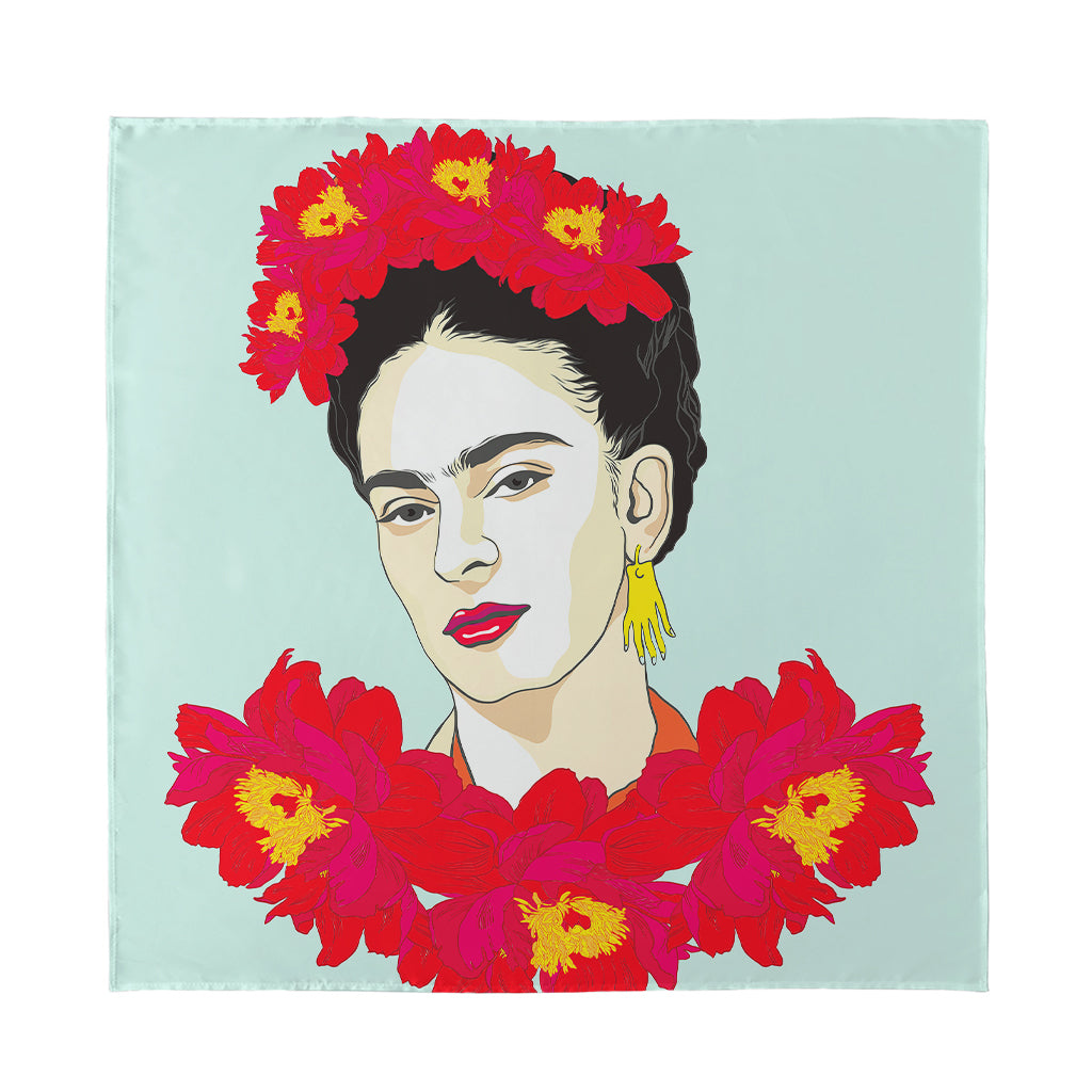 Frida Kahlo And Floral Print Silk Bandana