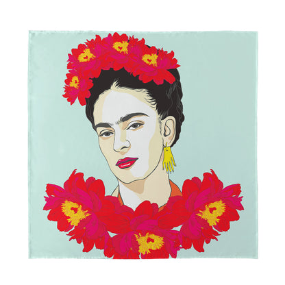 Frida Kahlo And Floral Print Silk Bandana