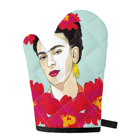 Frida Kahlo And Floral Print Single Oven Mitt