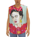 Frida Kahlo And Floral Print Sleeveless Baseball Jersey