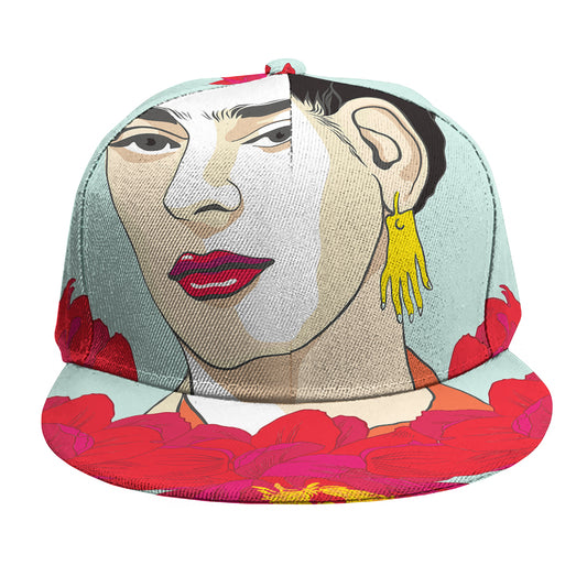 Frida Kahlo And Floral Print Snapback Cap