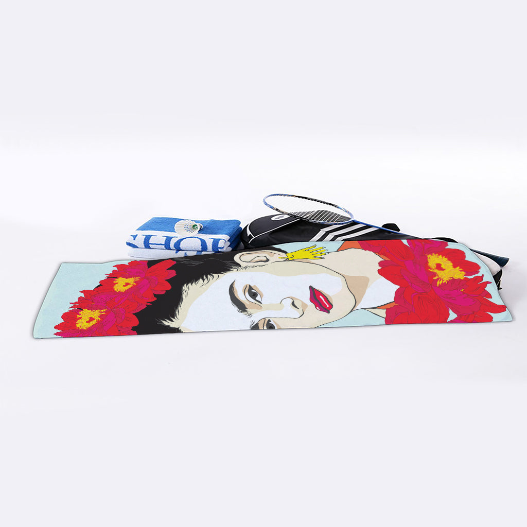 Frida Kahlo And Floral Print Sports Towel