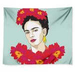 Frida Kahlo And Floral Print Tapestry