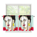 Frida Kahlo And Floral Print Tier Curtains