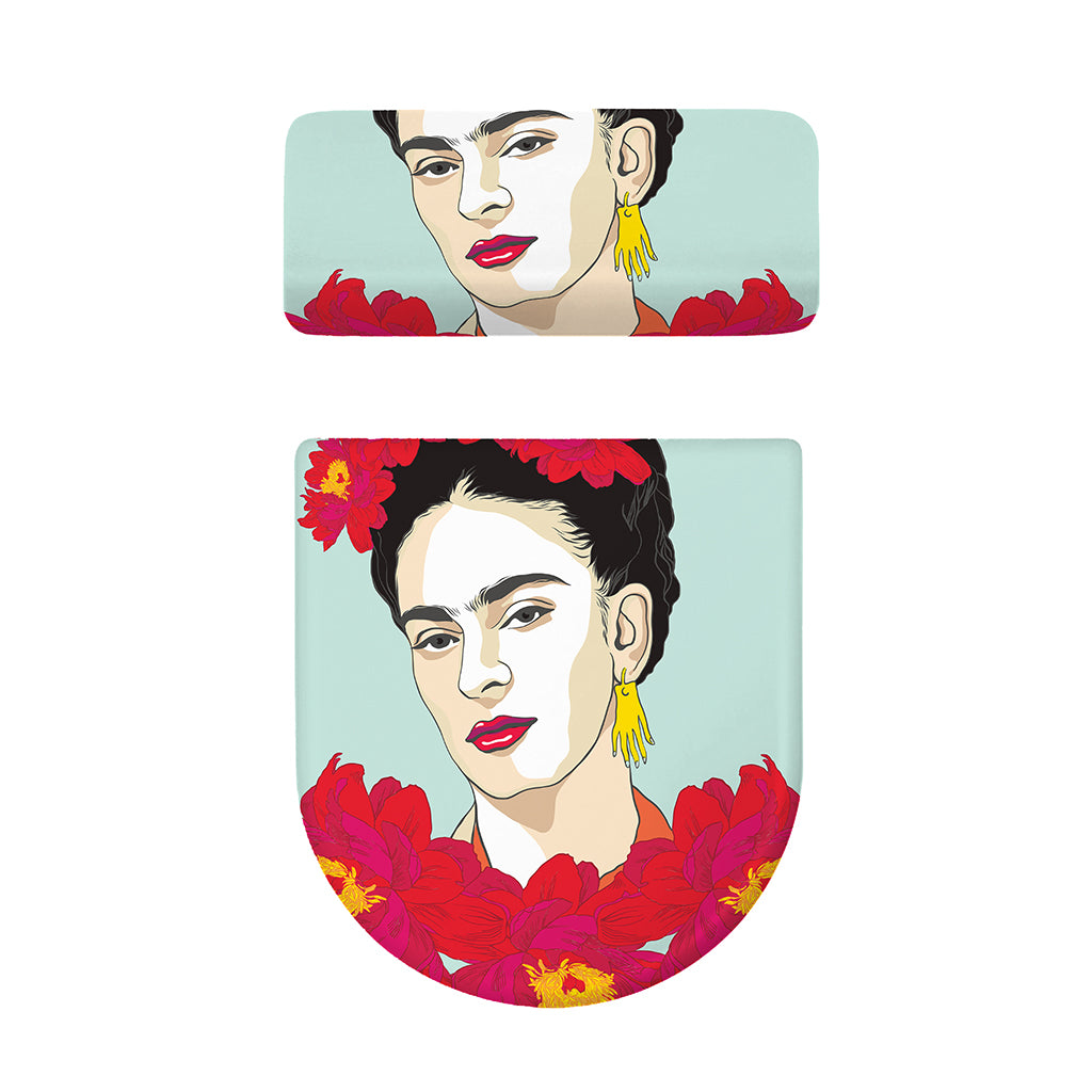 Frida Kahlo And Floral Print Toilet Lid And Tank Cover Set