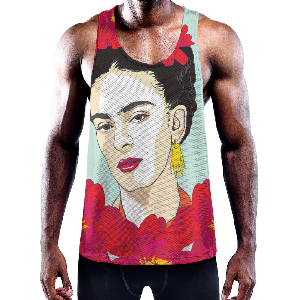 Frida Kahlo And Floral Print Training Tank Top