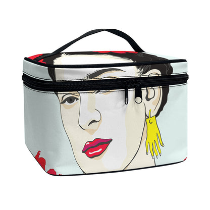 Frida Kahlo And Floral Print Travel Makeup Bag