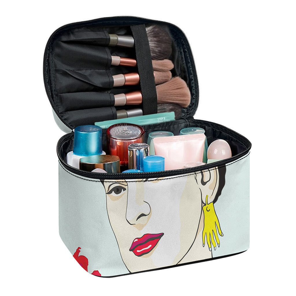 Frida Kahlo And Floral Print Travel Makeup Bag
