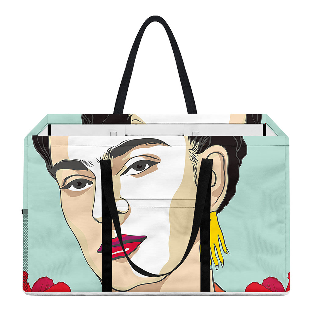Frida Kahlo And Floral Print Utility Tote Bag