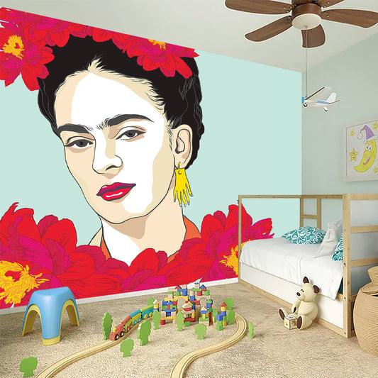 Frida Kahlo And Floral Print Wall Sticker