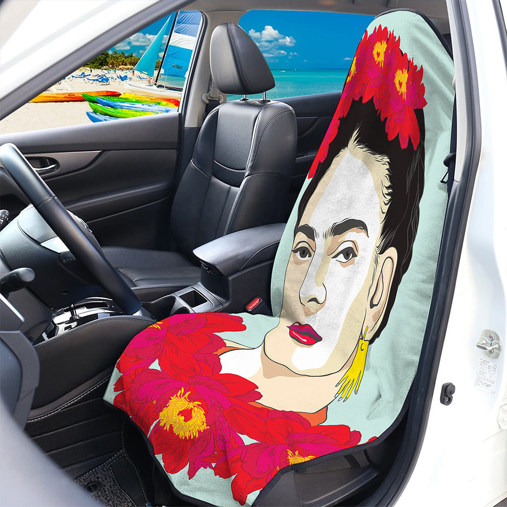 Frida Kahlo And Floral Print Waterproof Car Seat Cover