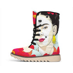 Frida Kahlo And Floral Print Winter Boots