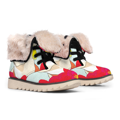 Frida Kahlo And Floral Print Winter Boots
