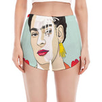 Frida Kahlo And Floral Print Women's Split Running Shorts